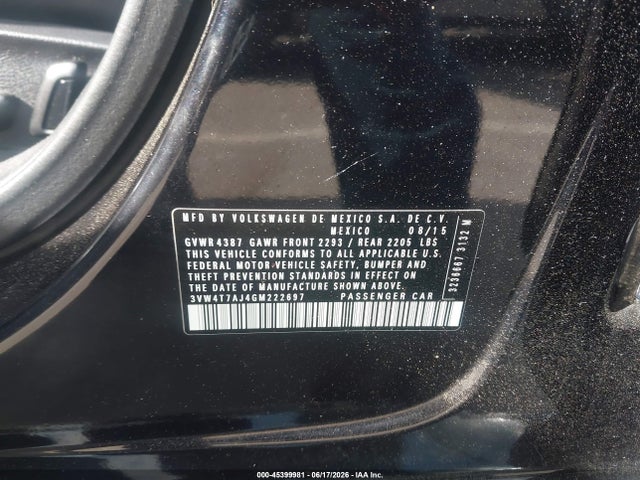 Продаж на аукціоні авто 2016 Volkswagen Jetta 2.0t Gli Sel, vin: 3VW4T7AJ4GM222697, номер лоту: 45399981