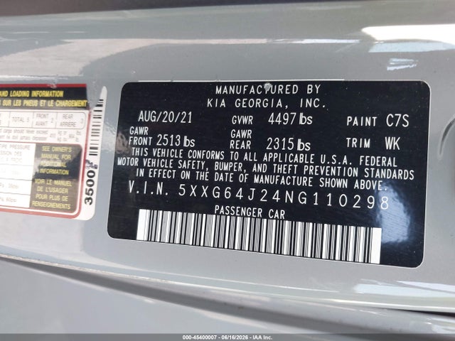 KIA K5 Gt-line 2022 5XXG64J24NG110298 Image 9