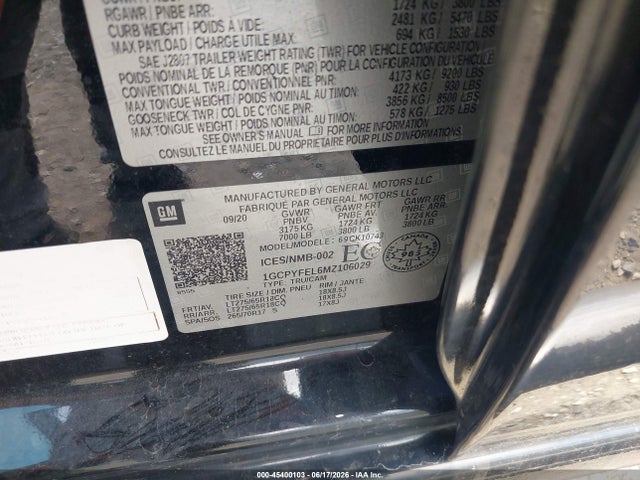 Chevrolet Silverado 1500 Lt Trail Boss 2021 1GCPYFEL6MZ106029 Image 9