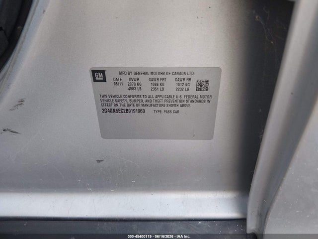 Aukcja sprzedaży 2011 Buick Regal Cxl Oshawa, vin: 2G4GN5EC2B9191960, numer aukcji: 45400119