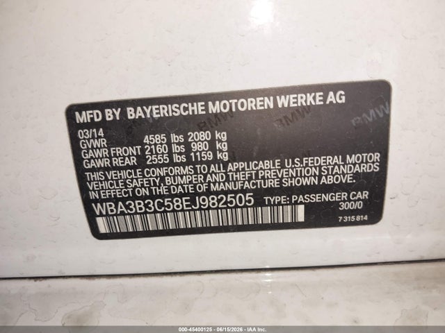 Aukcja sprzedaży 2014 Bmw 328i Xdrive, vin: WBA3B3C58EJ982505, numer aukcji: 45400125