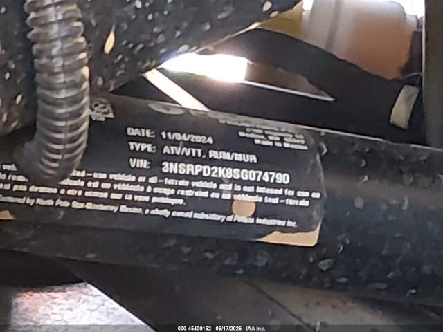 2025 Polaris Rzr Pro R Ultimate მანქანა იყიდება აუქციონზე, vin: 3NSRPD2K8SG074790, აუქციონის ნომერი: 45400152