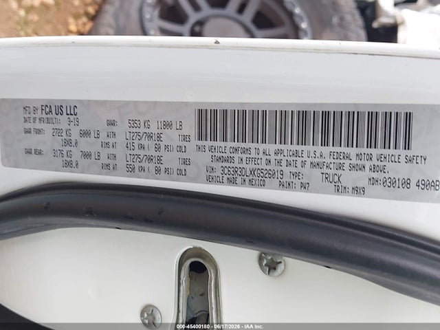 Aukcja sprzedaży 2019 Ram 3500 Big Horn  4x4 6'4 Box, vin: 3C63R3DLXKG526019, numer aukcji: 45400180