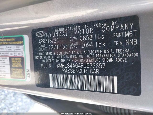 Продаж на аукціоні авто 2023 Hyundai Elantra Sel, vin: KMHLS4AG4PU572357, номер лоту: 45400215