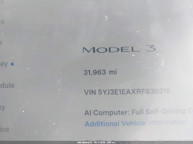 Aukcja sprzedaży 2024 Tesla Model 3 Long Range Dual Motor All-wheel Drive/rear-wheel Drive, vin: 5YJ3E1EAXRF830215, numer aukcji: 45400224