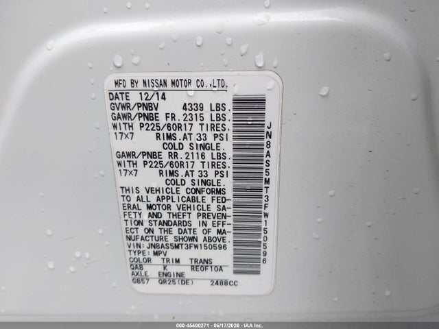 Nissan Rogue Select S 2015 JN8AS5MT3FW150596 Image 9
