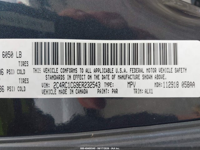 45400340 :رقم المزاد ، 2C4RC1CG9ER232543 vin ، 2014 Chrysler Town & Country Touring-l مزاد بيع