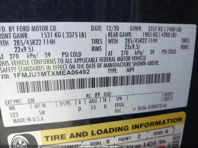 1FMJU1MTXMEA06492 Ford Expedition Platinum