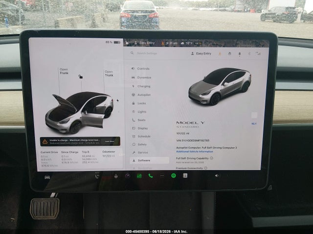 45400395 :رقم المزاد ، 5YJYGDED9MF192785 vin ، 2021 Tesla Model Y Standard Range Rear-wheel Drive مزاد بيع
