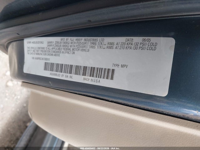 45400402 :رقم المزاد ، 4S4BP62CX67303510 vin ، 2006 Subaru Outback 2.5i Limited مزاد بيع