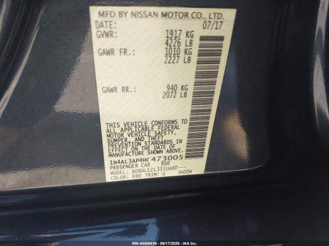 Nissan Altima 2.5 S 2017 1N4AL3AP4HC473005 Image 9