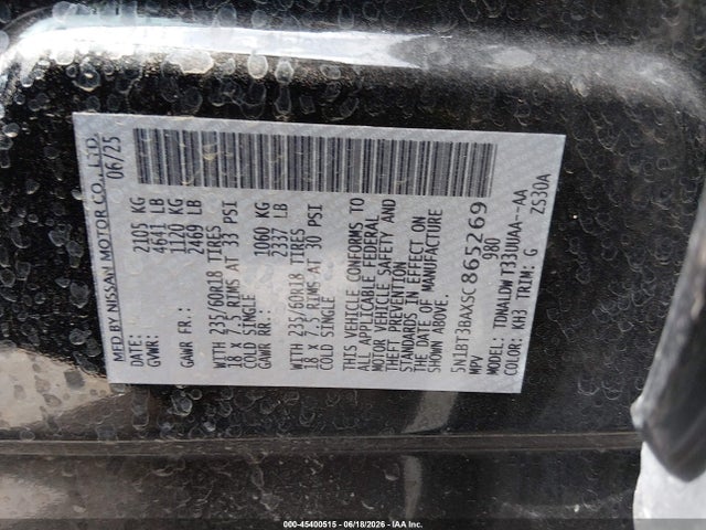 45400515 :رقم المزاد ، 5N1BT3BAXSC865269 vin ، 2025 Nissan Rogue Sv Fwd مزاد بيع