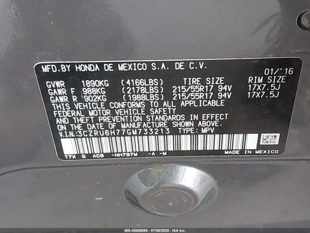 Honda Hr-v Ex-l 2016 3CZRU6H77GM733213 Image 9