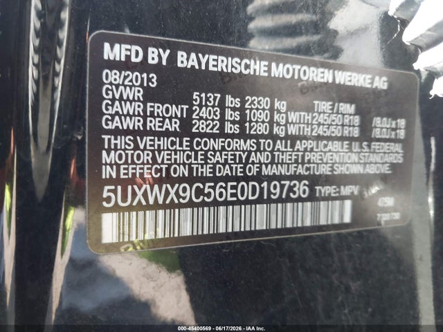 2014 Bmw X3 Xdrive28i მანქანა იყიდება აუქციონზე, vin: 5UXWX9C56E0D19736, აუქციონის ნომერი: 45400569