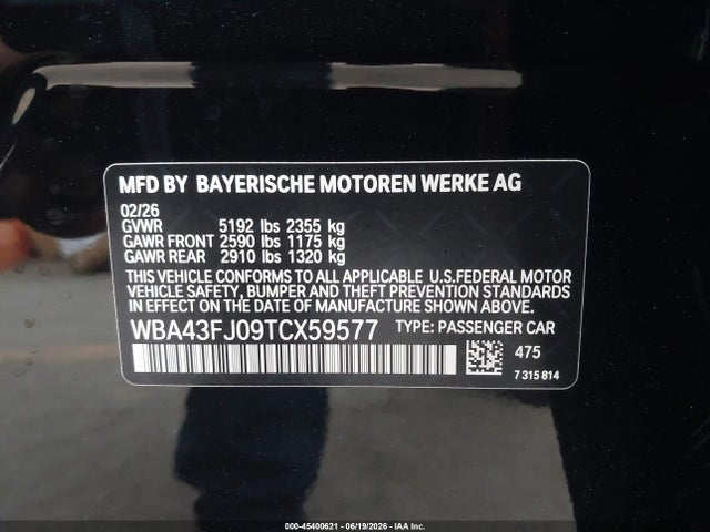 BMW 530I 2026 WBA43FJ09TCX59577 Image 9