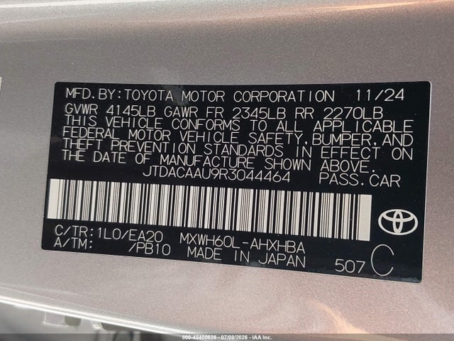 45400628 :رقم المزاد ، JTDACAAU9R3044464 vin ، 2024 Toyota Prius Limited مزاد بيع