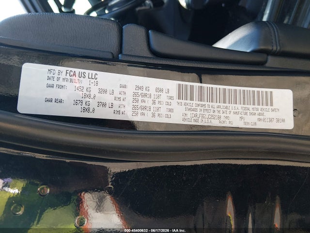 Продаж на аукціоні авто 2018 Jeep Grand Cherokee Limited 4x4, vin: 1C4RJFBG1JC252180, номер лоту: 45400632