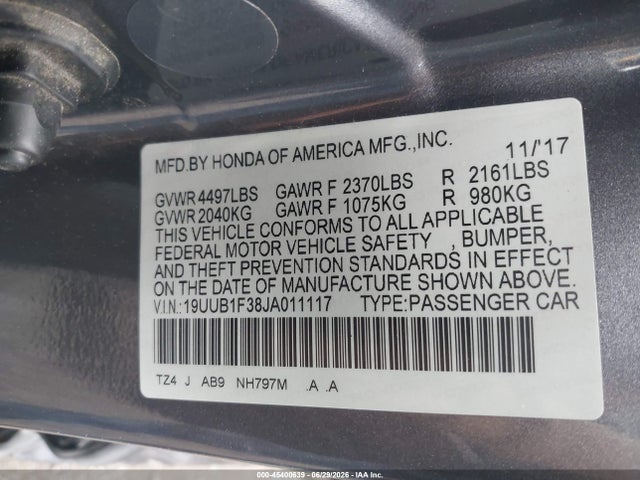 19UUB1F38JA011117 Acura TLX