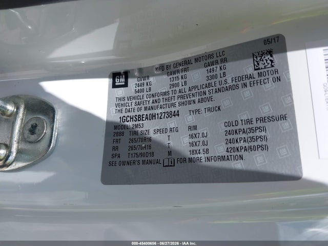 1GCHSBEA0H1273844 Chevrolet Colorado 2wd Wt