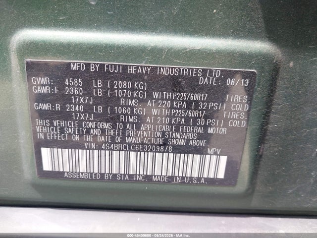Auction sale of the 2014 Subaru Outback 2.5i Limited, vin: 4S4BRCLC6E3209878, lot number: 45400680