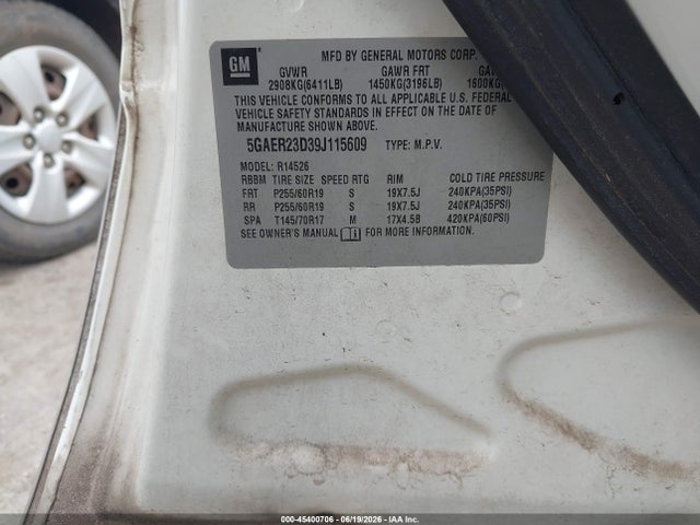 Auction sale of the 2009 Buick Enclave Cxl, vin: 5GAER23D39J115609, lot number: 45400706