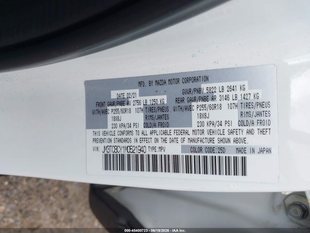 Mazda Cx-9 Touring 2021 JM3TCBCY1M0521940 Image 9