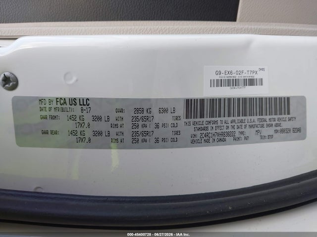 Chrysler Pacifica Hybrid Touring Plus 2017 2C4RC1H7XHR838222 Image 9