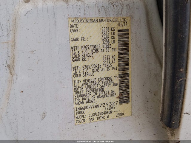 Nissan Frontier Sv 2017 1N6AD0FV7HN725327 Image 9