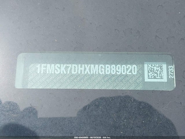45400900 :رقم المزاد ، 1FMSK7DHXMGB89020 vin ، 2021 Ford Explorer Xlt مزاد بيع