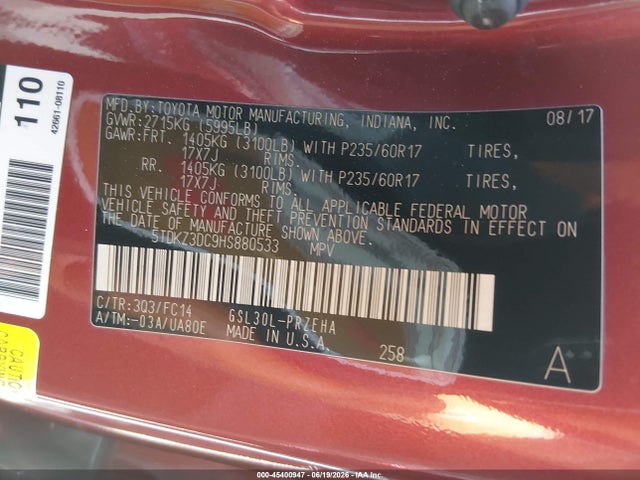 Toyota Sienna Le 8 Passenger 2017 5TDKZ3DC9HS880533 Image 9