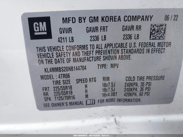 Продаж на аукціоні авто 2022 Buick Encore Gx Fwd Preferred, vin: KL4MMBS20NB144704, номер лоту: 45400970