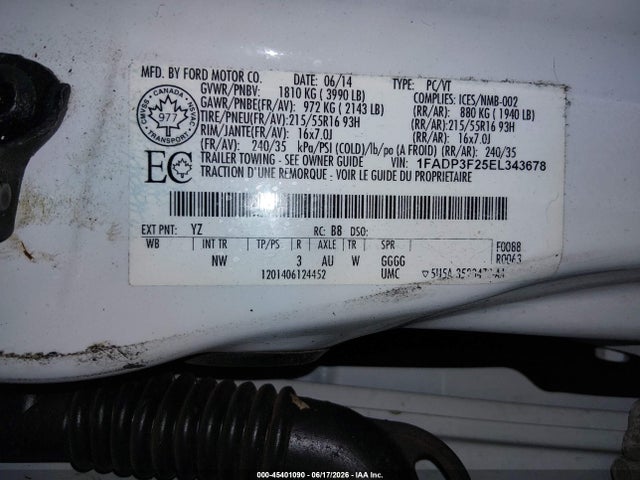 Ford FOCUS SE 2014 1FADP3F25EL343678 Image 9