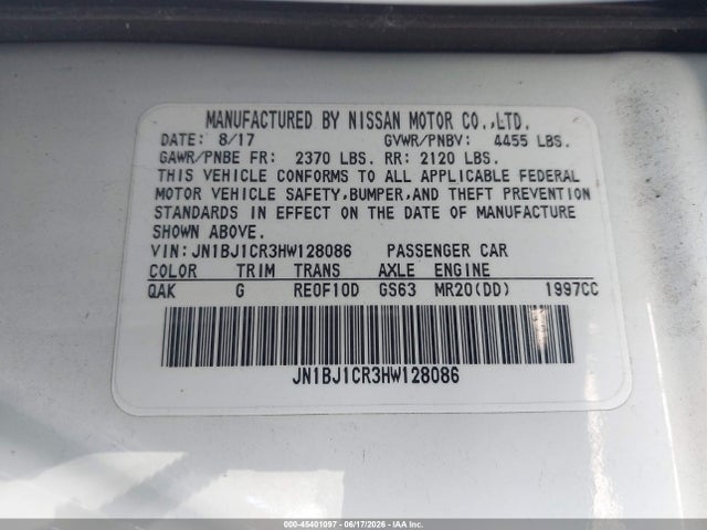 JN1BJ1CR3HW128086 Nissan Rogue Sport S