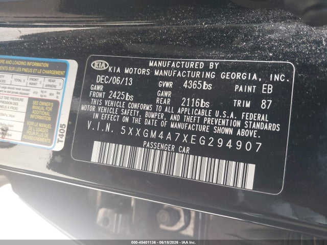 KIA Optima Lx 2014 5XXGM4A7XEG294907 Image 9