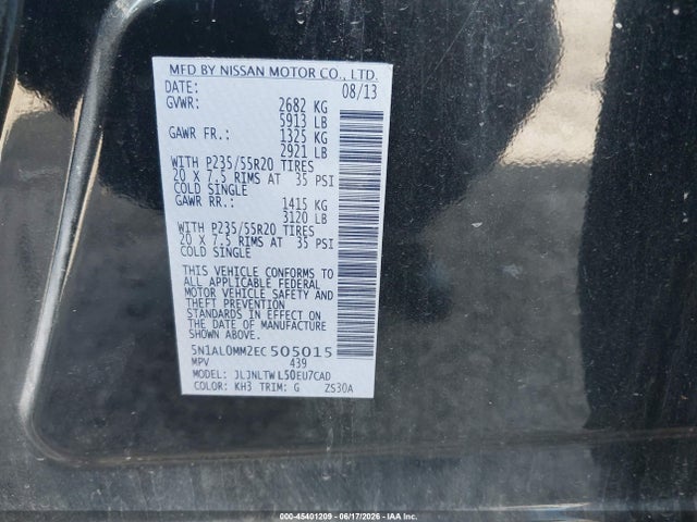 Продаж на аукціоні авто 2014 Infiniti Qx60, vin: 5N1AL0MM2EC505015, номер лоту: 45401209