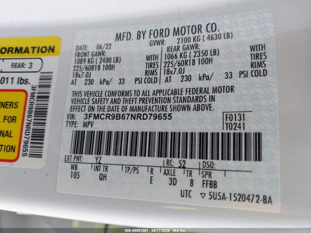 3FMCR9B67NRD79655 Ford Bronco Sport Big Bend