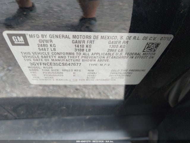 Продаж на аукціоні авто 2012 Cadillac Srx Premium Collection, vin: 3GYFNCE35CS647677, номер лоту: 45401270