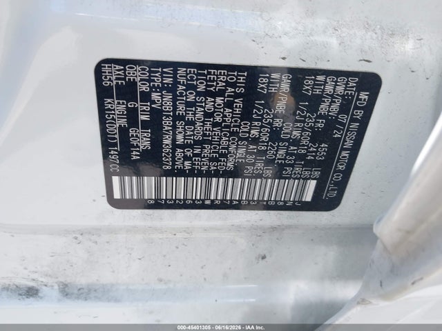 JN8BT3BA7RW362378 Nissan Rogue Sv Fwd