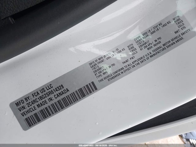 Продаж на аукціоні авто 2025 Chrysler Pacifica Select, vin: 2C4RC1BG2SR614328, номер лоту: 45401403