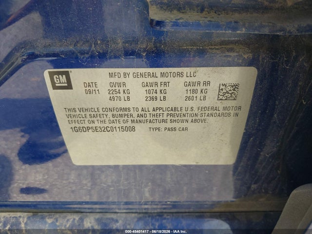 Продаж на аукціоні авто 2012 Cadillac Cts, vin: 1G6DP5E32C0115008, номер лоту: 45401417