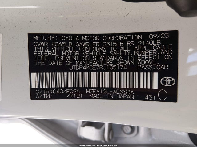 Toyota COROLLA SE 2024 JTDP4MCE7RJ105174 Image 9