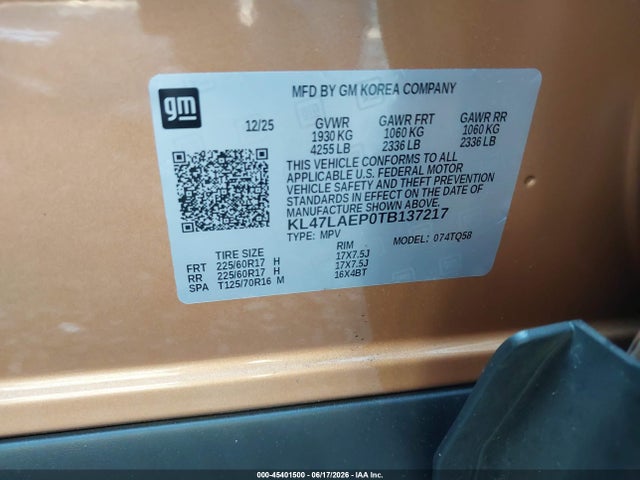 45401500 :رقم المزاد ، KL47LAEP0TB137217 vin ، 2026 Buick Envista Preferred Fwd مزاد بيع
