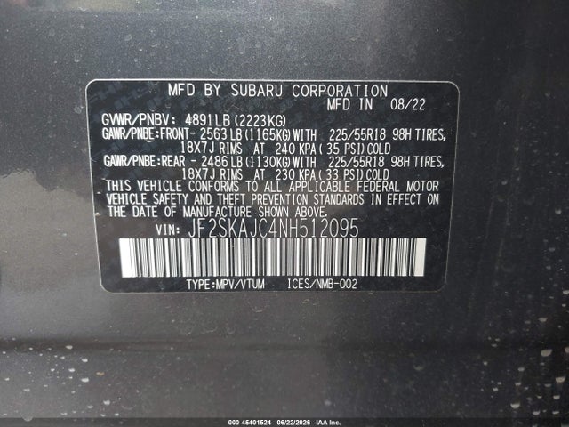 Subaru Forester Sport 2022 JF2SKAJC4NH512095 Image 9