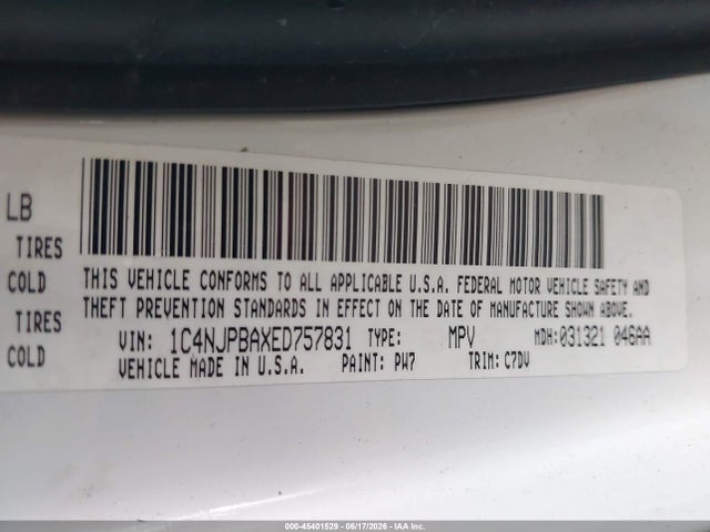45401529 :رقم المزاد ، 1C4NJPBAXED757831 vin ، 2014 Jeep Patriot Altitude مزاد بيع
