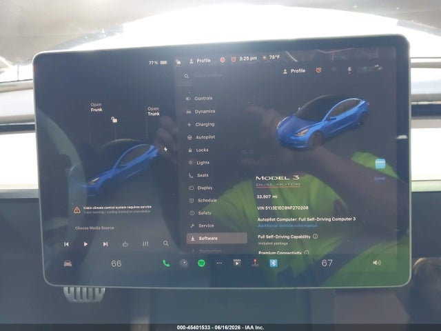45401533 :رقم المزاد ، 5YJ3E1EC8NF270206 vin ، 2022 Tesla Model 3 Performance Dual Motor All-wheel Drive مزاد بيع