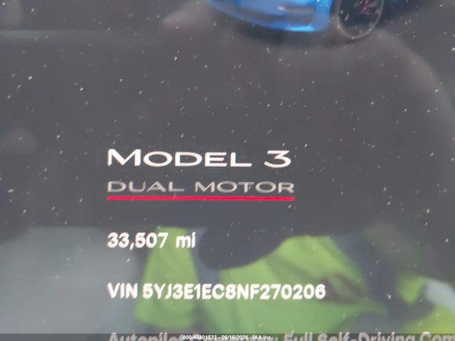 45401533 :رقم المزاد ، 5YJ3E1EC8NF270206 vin ، 2022 Tesla Model 3 Performance Dual Motor All-wheel Drive مزاد بيع