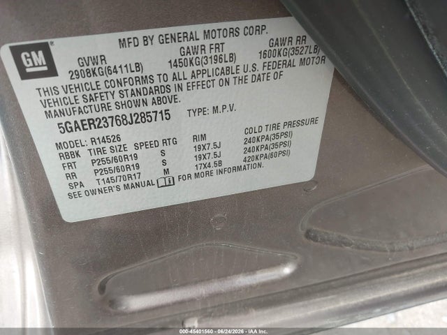 Aukcja sprzedaży 2008 Buick Enclave Cxl, vin: 5GAER23768J285715, numer aukcji: 45401560