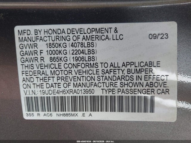 2024 Acura Integra A-spec Technology მანქანა იყიდება აუქციონზე, vin: 19UDE4H6XRA013950, აუქციონის ნომერი: 45401634