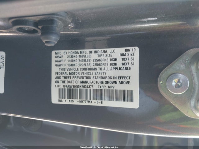 Honda CR-V EX 2019 7FARW1H55KE031376 Image 9