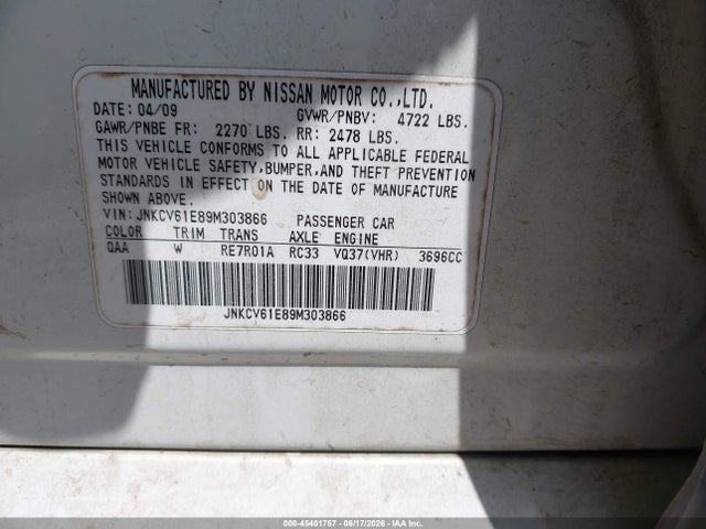 Aukcja sprzedaży 2009 Infiniti G37 Journey, vin: JNKCV61E89M303866, numer aukcji: 45401757